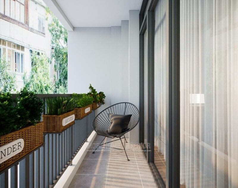 Mẫu thiết kế ban công đẹp, đơn giản giúp bạn có thể dễ dàng sở hữu khu vườn rau, hoa quả nhỏ nhắn đáng yêu. thiết kế nội thất chung cư