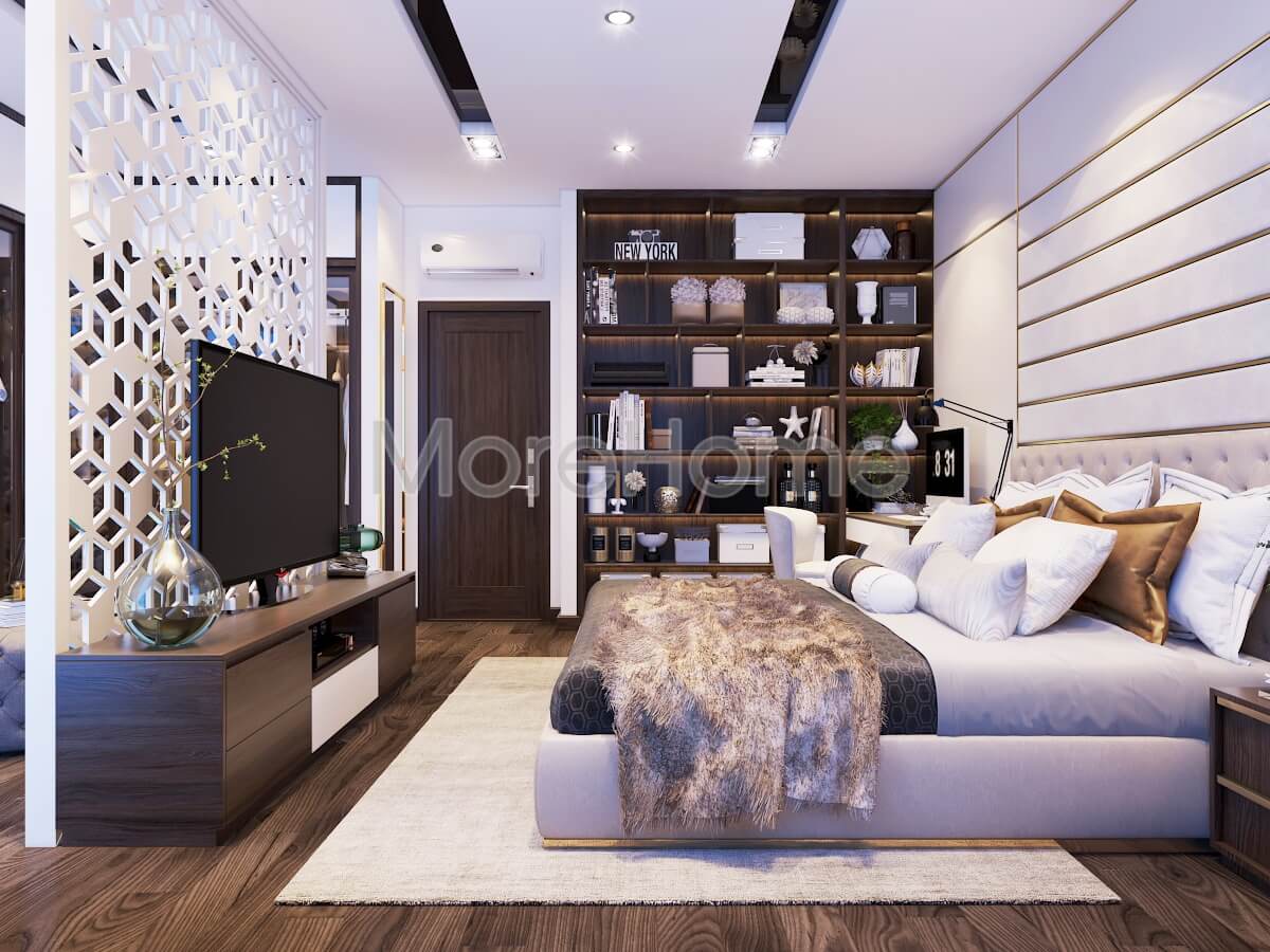Thiết kế phòng ngủ phong cách hiện đại với nội thất gỗ đepsang trọng cho không gian phòng sang trọng