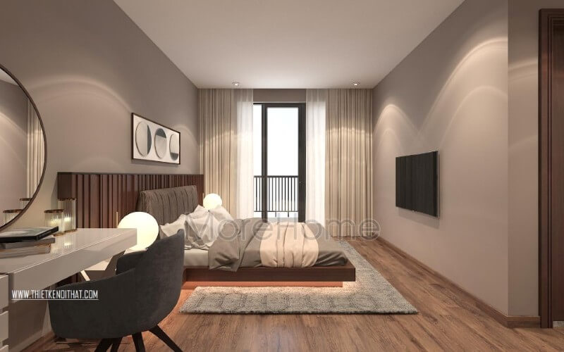 Thiết kế nội thất phòng ngủ Master hiện đại tại biệt thự Vinhomes Thăng Long cao cấp