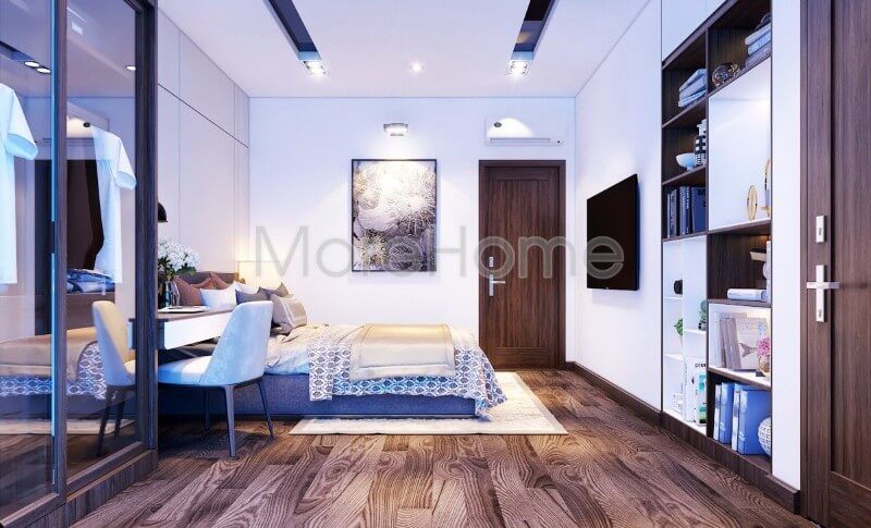 Nhà phố hiện đại được thiết kế phòng ngủ bé trai với gam màu xanh sinh động.