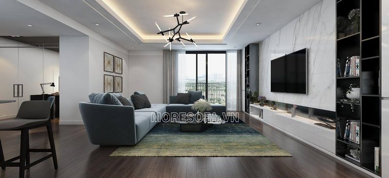 Mẫu sofa bọc nỉ đầy hiện đại và đẹp mắt cho phòng khách.